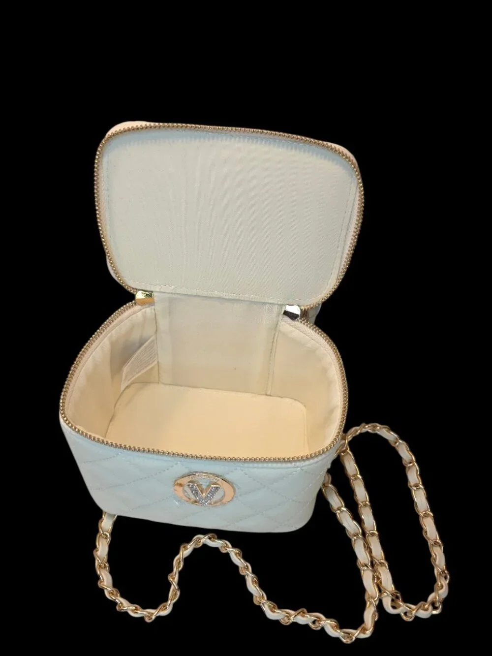 Ivory White Shoulder or Cosmetic Bag by Valentino Orlandi  NWT